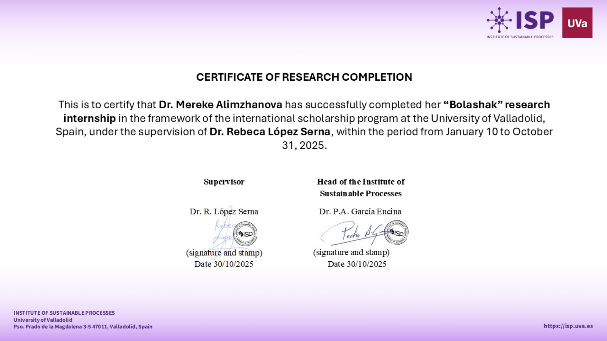 «Болашақ» бағдарламасы аясында ғылыми тағылымдама